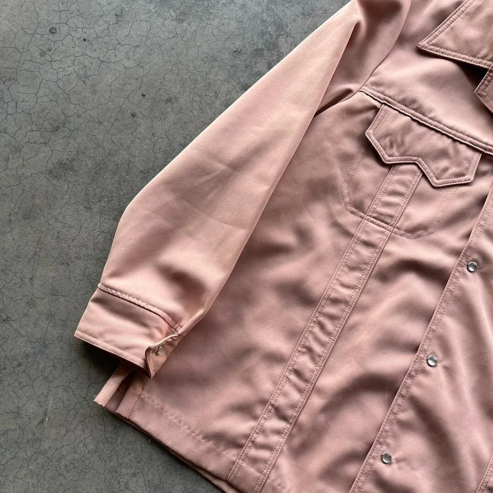 Vintage western pink pearl snap jacket Large made in USA